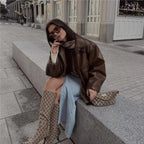 Blouson d'hiver en similicuir pour femmes