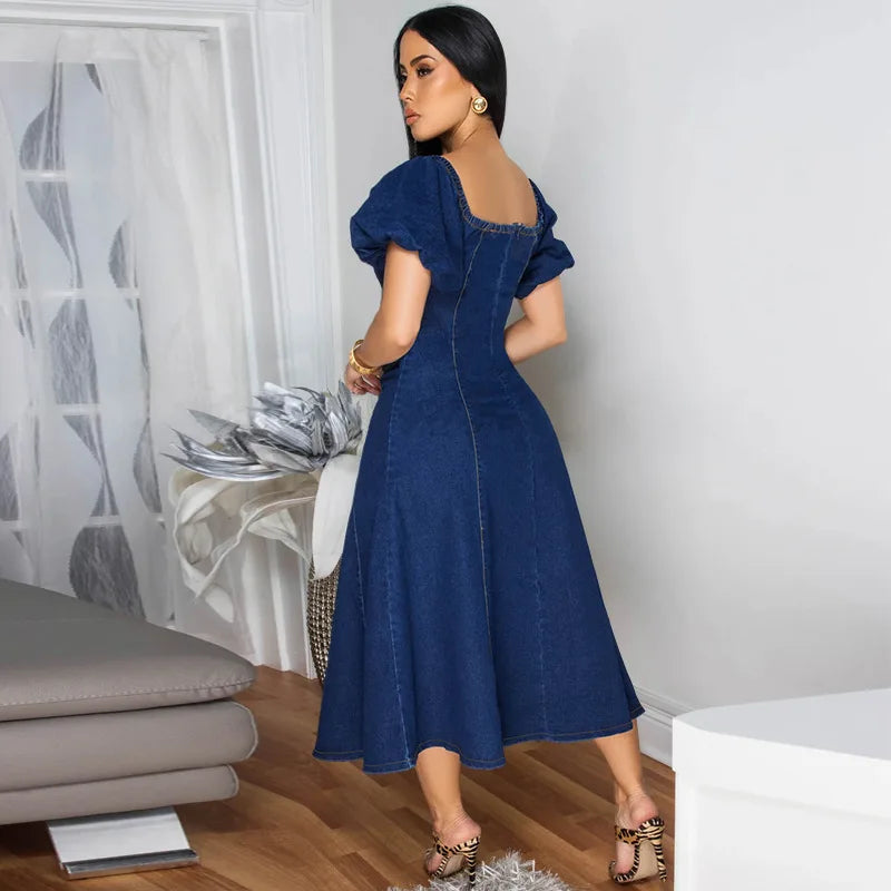 Robe longue en jean décontractée pour femmes