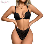 Ensemble soutien-gorge Push-Up imprimé léopard et culotte assortie pour femmes