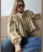 Veste courte tendance à col montant pour femmes
