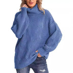 Pull polo ample à col roulé pour femmes