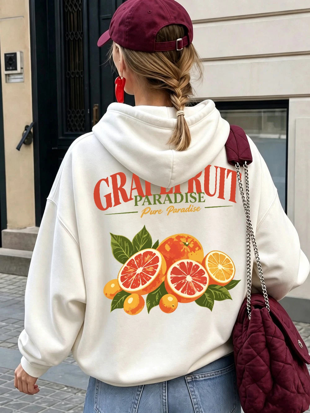 Sweat à capuche Grapefruit Paradise Prints pour femmes