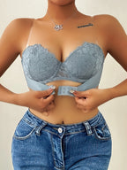 Soutien-gorge push-up semi-transparent à dentelle florale pour femmes