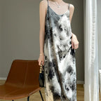 Robe à bretelles en satin à imprimé floral pour femmes