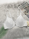 Soutien-gorge grande taille en dentelle brodée avec bouton avant pour femmes