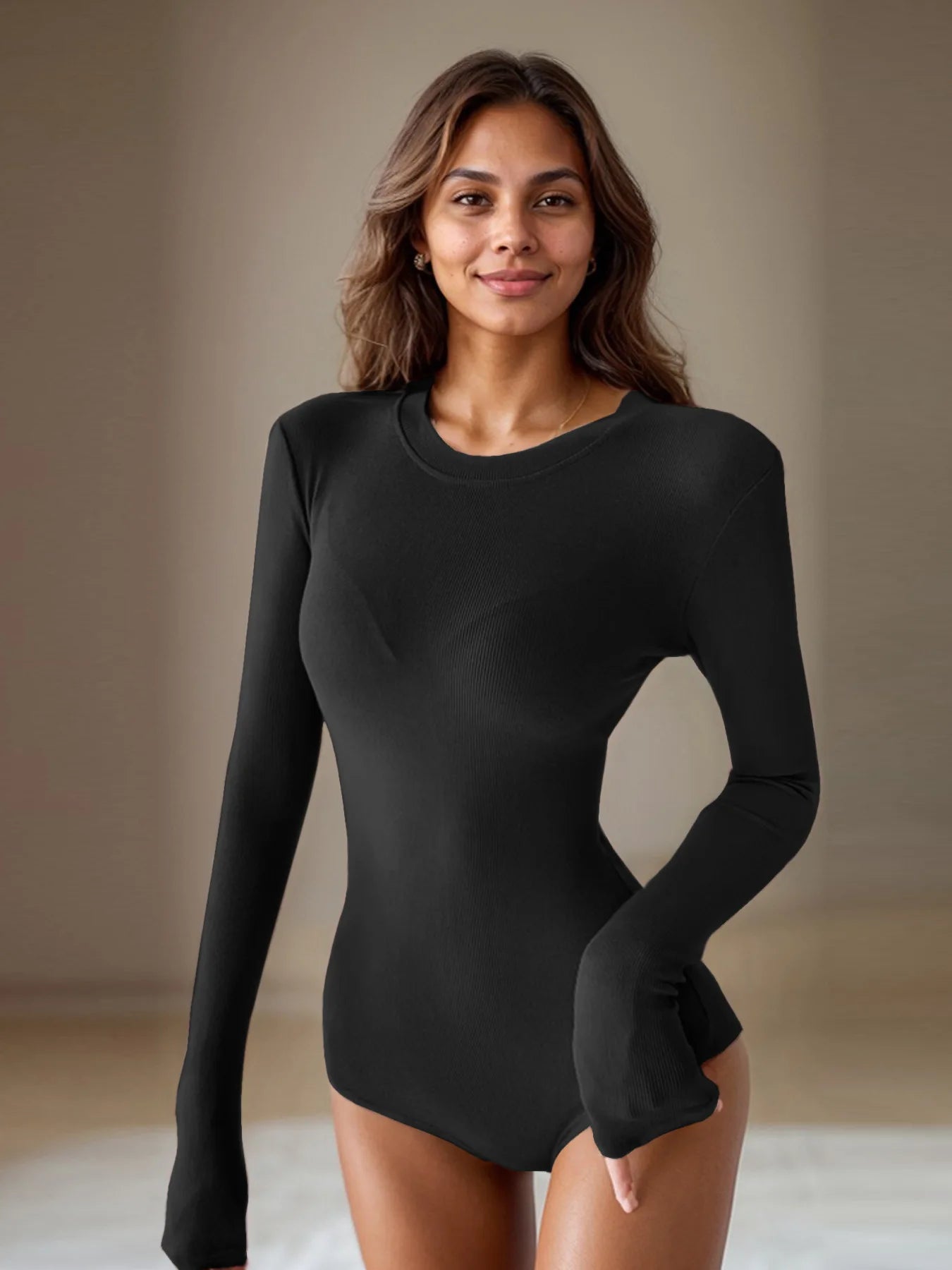 Body à col rond et moulant pour femmes