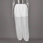 Pantalon décontracté mi-taille pour femmes