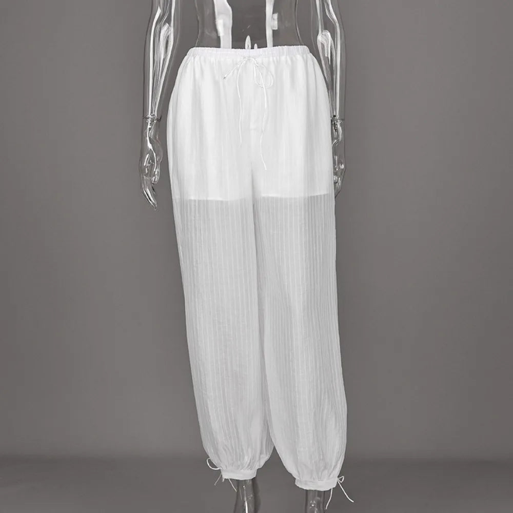 Pantalon décontracté mi-taille pour femmes