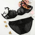 Ensemble de soutien-gorge Push-Up en dentelle et culotte pour femmes