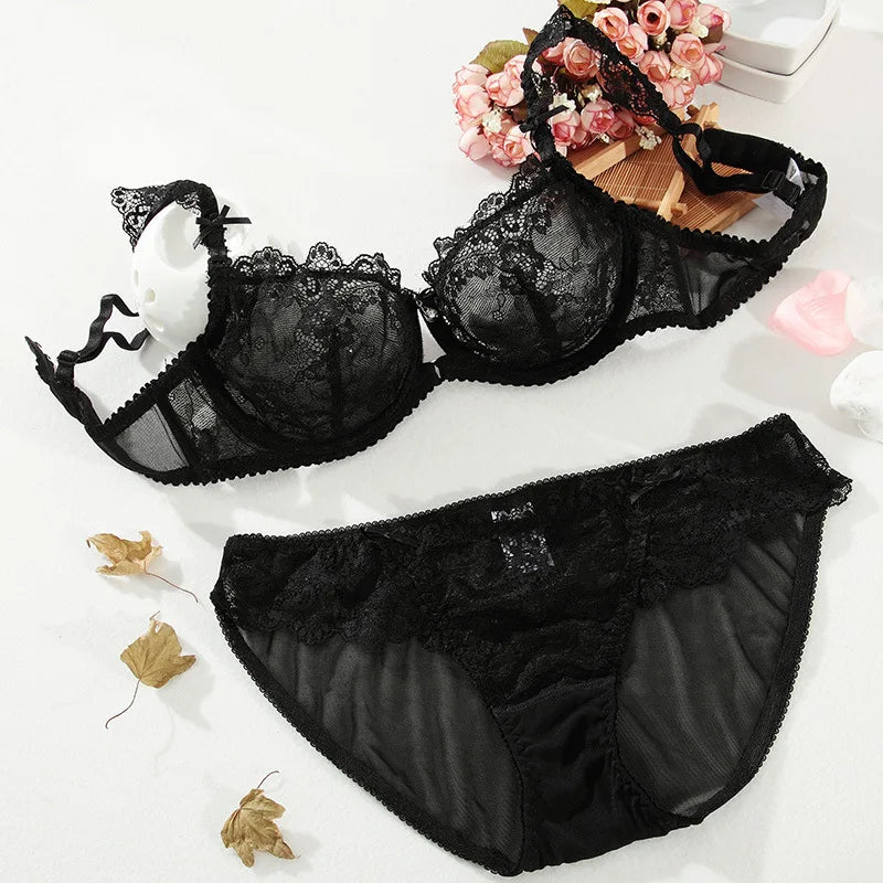 Ensemble de soutien-gorge Push-Up en dentelle et culotte pour femmes