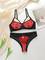 Ensemble de lingerie sexy en dentelle brodée pour femmes