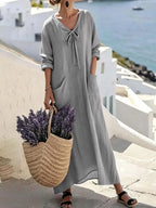 Robes longues décontractées de couleur unie pour femmes