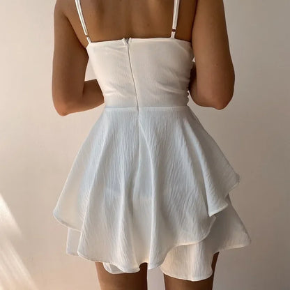 Robe Courte Femme – Col V et Épaules Dénudées