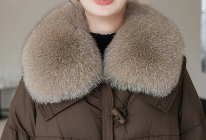 Manteau avec grand col de fourrure pour femmes