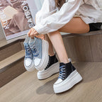Baskets à lacets en cuir véritable pour femmes