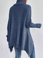 Pull en maille ample à col roulé bleu marine pour femmes