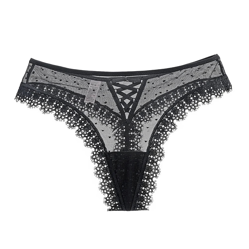 String taille basse en dentelle évider pour femmes