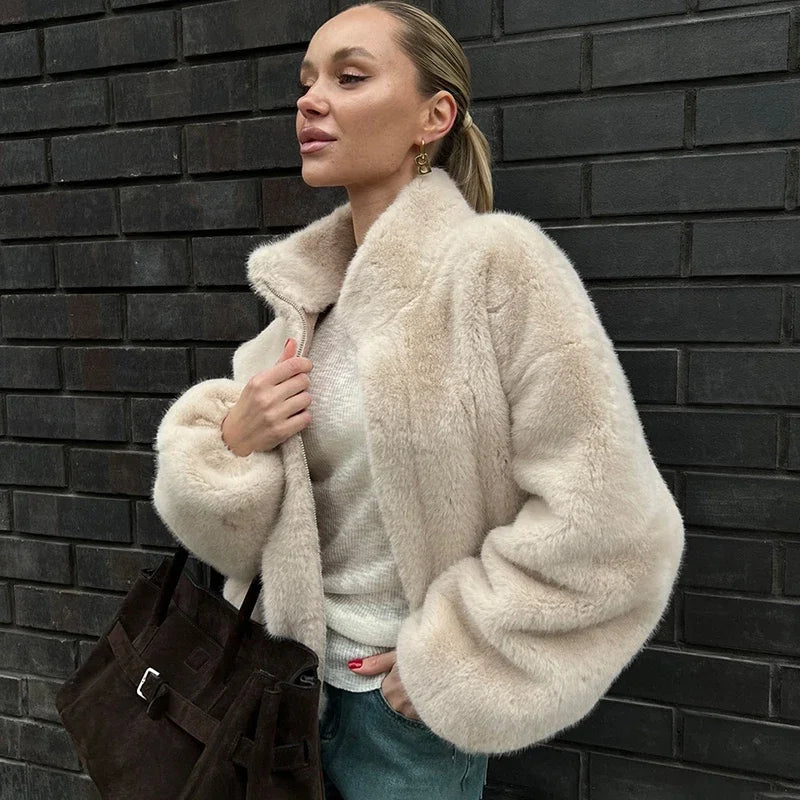Manteau en peluche ample pour femmes