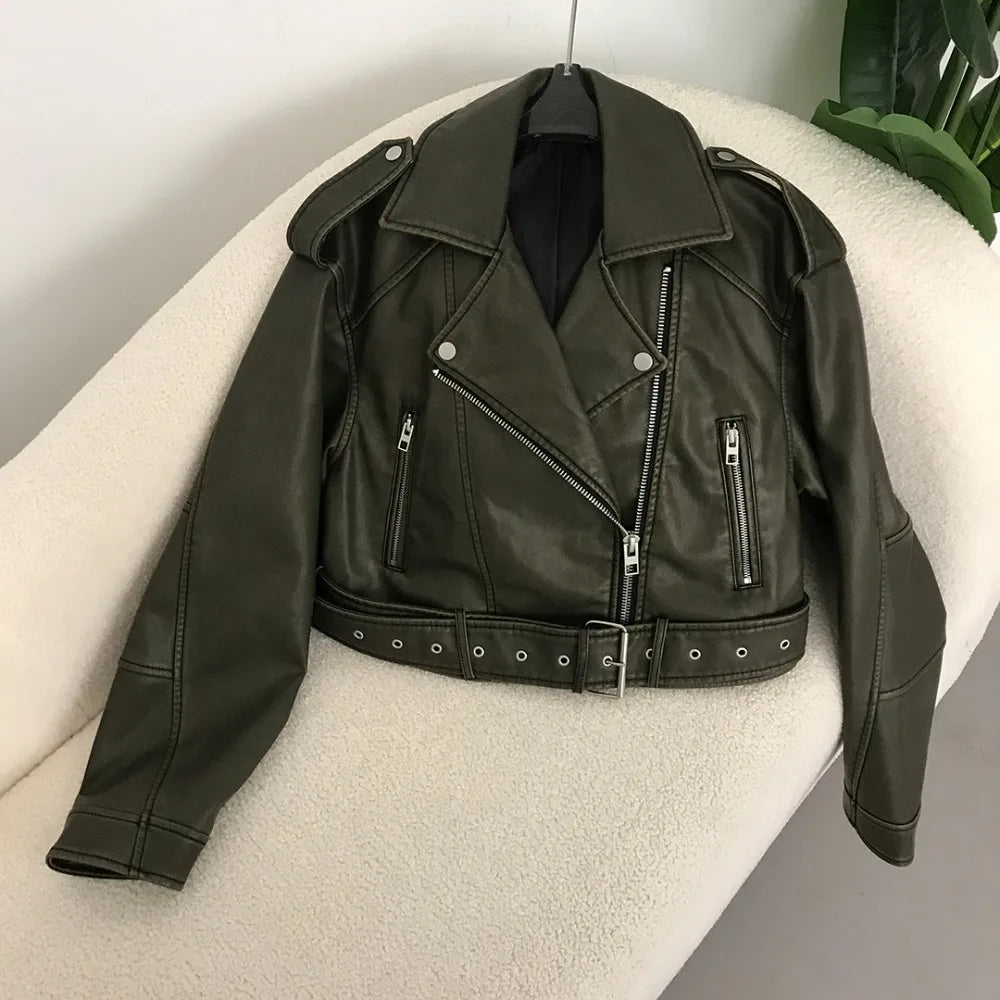 Veste en faux cuir pour femmes