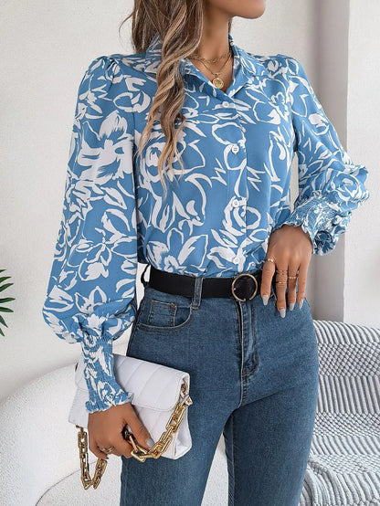 Chemisier Fleuri Femme – Col à Revers Élégant
