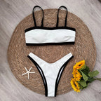 Maillot de bain deux pièces noir et blanc pour femmes