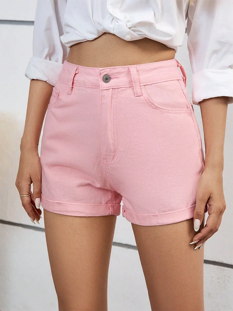 Short en jean à fermeture éclair pour femmes