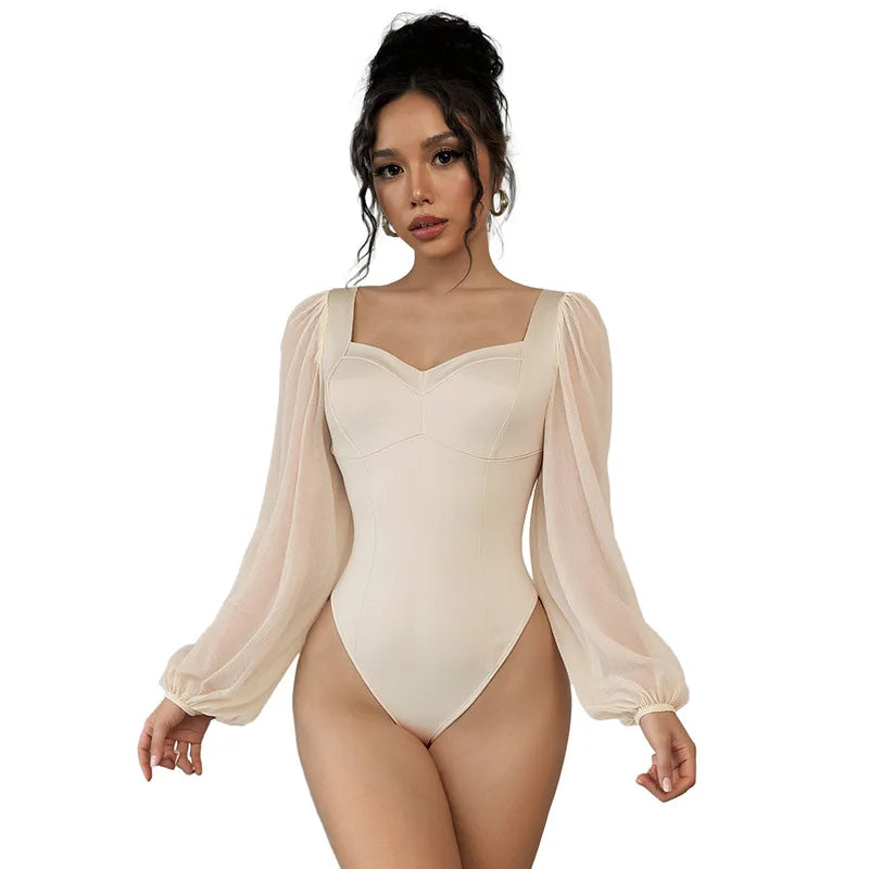 Body moulante élégante et tendance à manches longues pour femmes