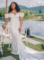 Robes de mariée sirène à épaules dénudées pour femmes