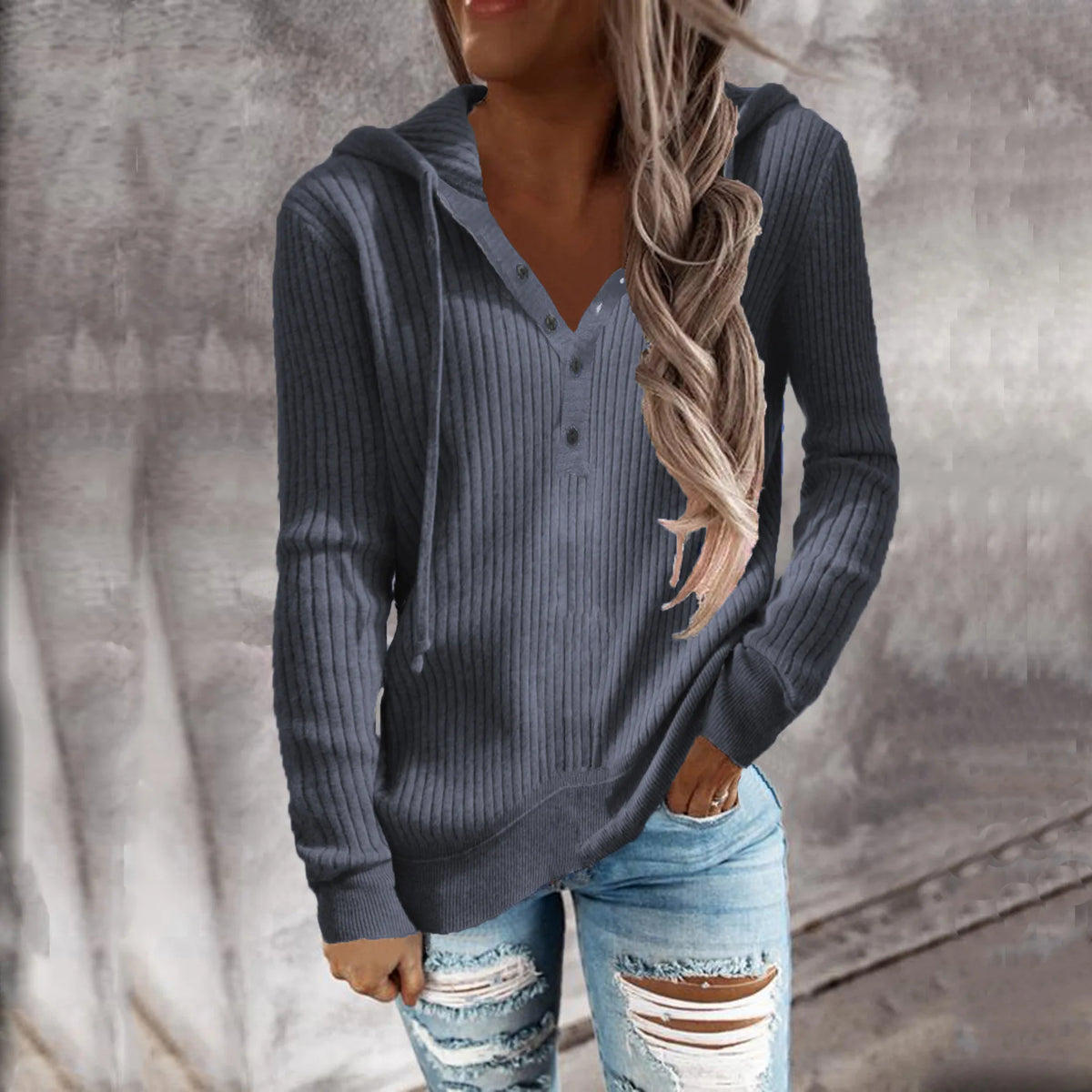 Sweat à Capuche Rayé Femme – Coupe Décontractée