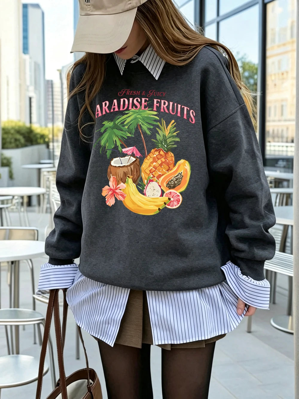 Sweat-shirts à imprimés de fruits frais et juteux Paradise pour femmes
