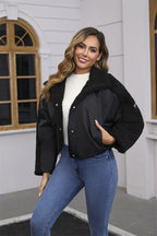 Manteau épissé en laine d'agneau pour femmes
