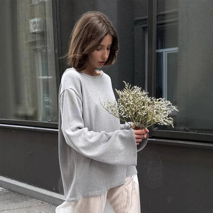 Pull Dos Nu en Maille de Coton Femme – Col Rond