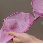 Ensemble de soutien-gorge ultra fin uni avec armatures, anti-affaissement et culotte assortie pour femmes