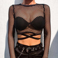 T-shirt transparent à manches longues pour femmes