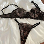 Ensemble soutien-gorge push-up et string imprimé léopard pour femmes