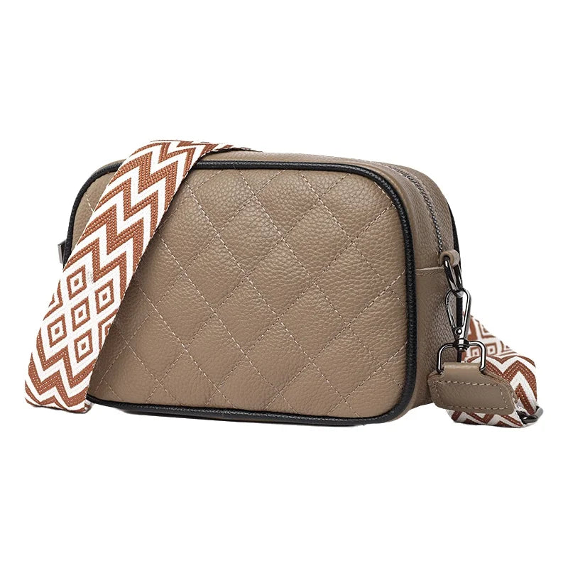 Sac bandoulière brodé en cuir véritable tendance pour femmes