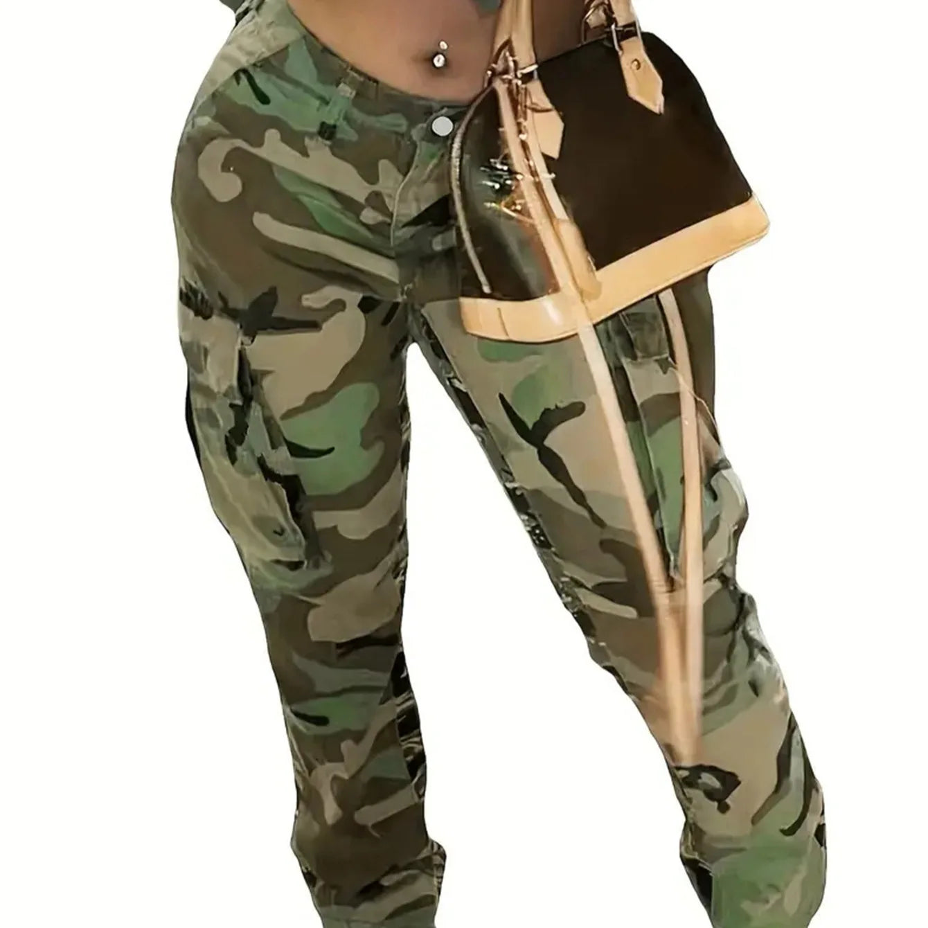Pantalon camouflage taille haute pour femmes