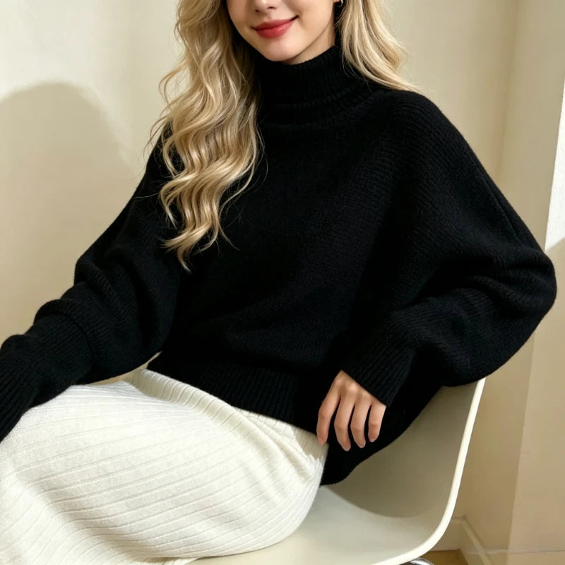 Pull en Maille Femme – Manches Chauve-Souris Style Coréen