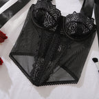 Corset en dentelle brodée de fleurs pour femmes
