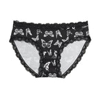 Culotte taille basse respirant en soie glacée garnie de dentelle pour femmes