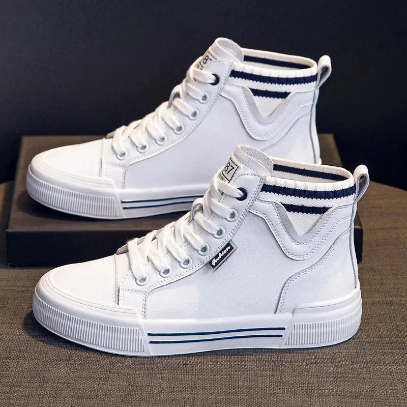 Basket montantes polyvalentes en cuir véritable pour femmes
