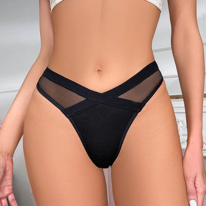 String Femme – Résille Transparente et Taille Basse
