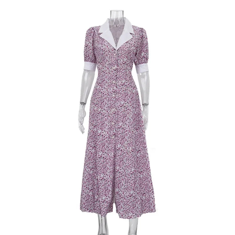 Robe maxi femme à imprimé floral contrasté pour femmes