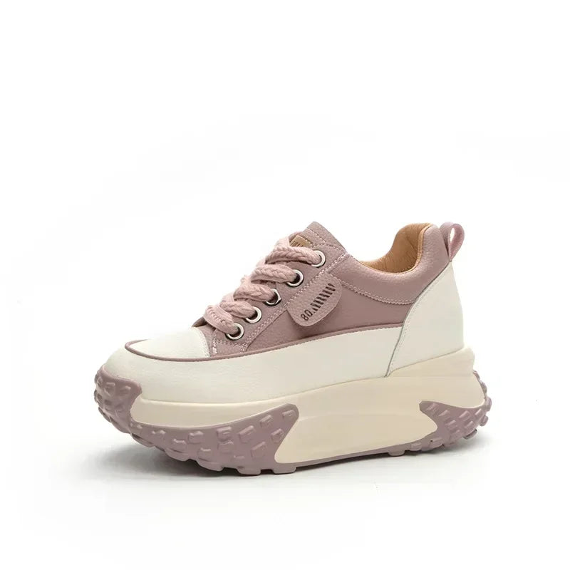 Baskets respirante confortable en cuir véritable pour femmes