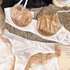 Ensemble de soutien-gorge et culotte en dentelle ultra fine pour femmes