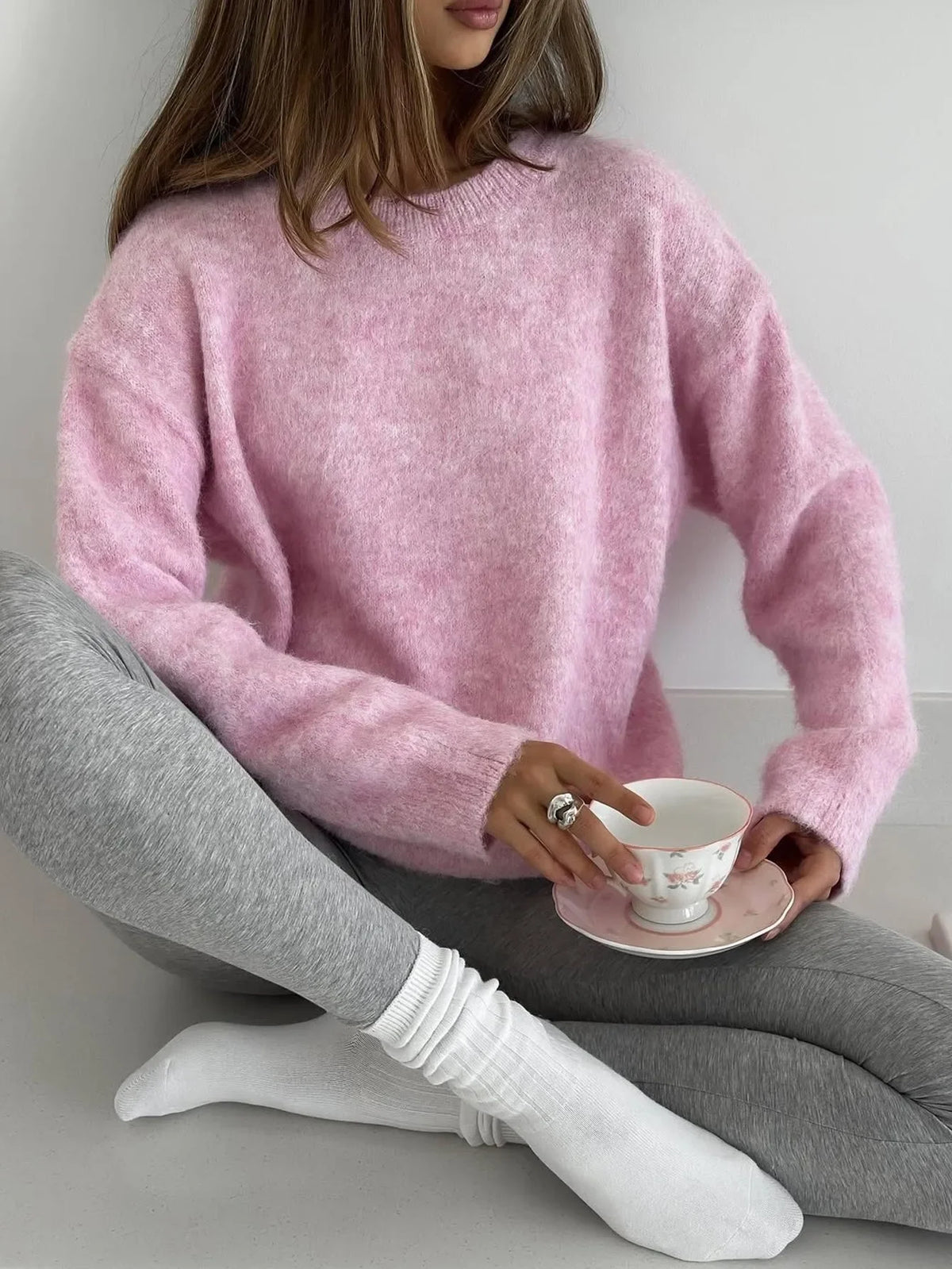 Pull en Maille Épaisse Femme – Doux et Col Rond