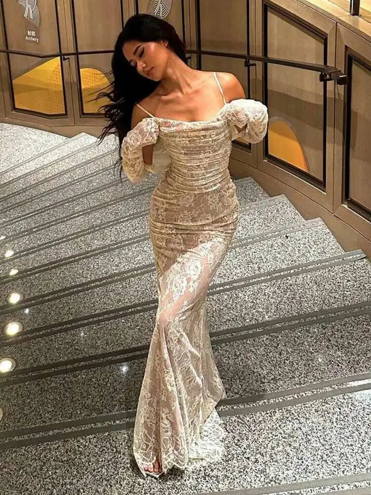 Robe moulante sexy imprimée dentelle pour femmes