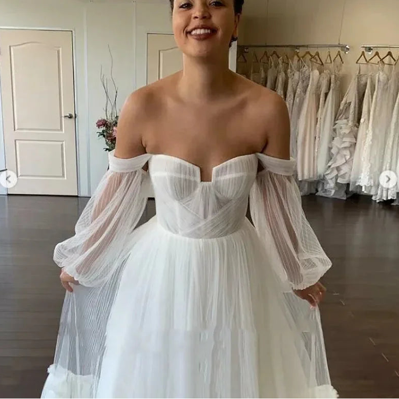 Robe de mariée simple en tulle pour femmes