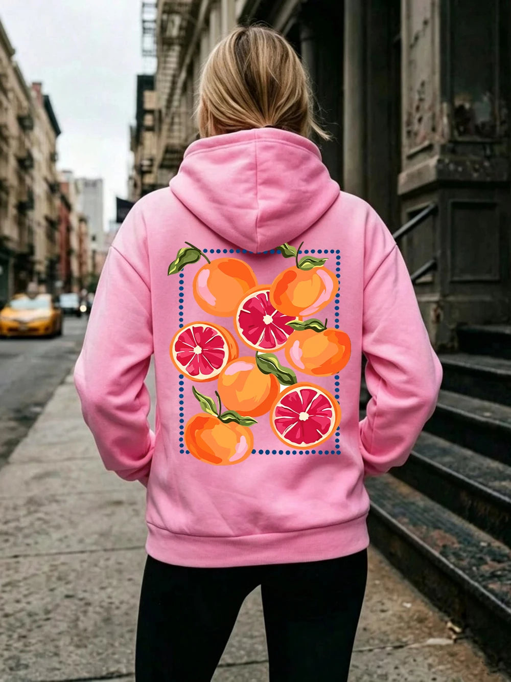 Sweat-shirt à capuche imprimé dessins animés Blood Orange pour femmes