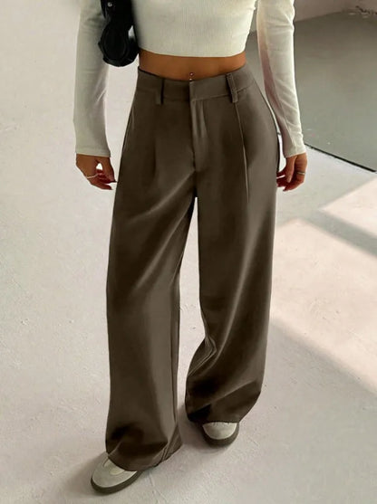 Pantalon Ample Femme – Taille Haute et Tissu Léger